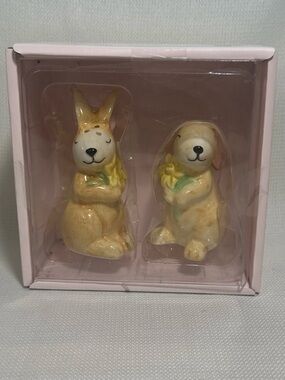 Spring Bunny Salt and Pepper Shaker Set NIB